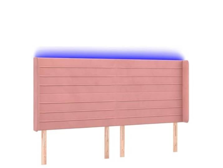 HGLADYU LED Bettkopfteil Rosa Samt höhenverstellbar 183x16x118/128 cm modern mit USB