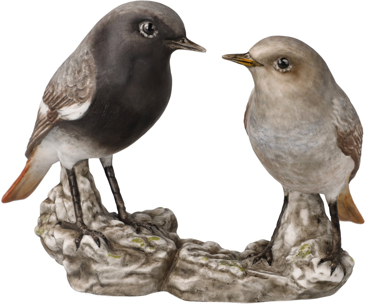 Goebel Decoratief beeld Vogel van het Jaar 2025 - Zwart roodstaartpaar - Porselein - Hoogte: 14 cm