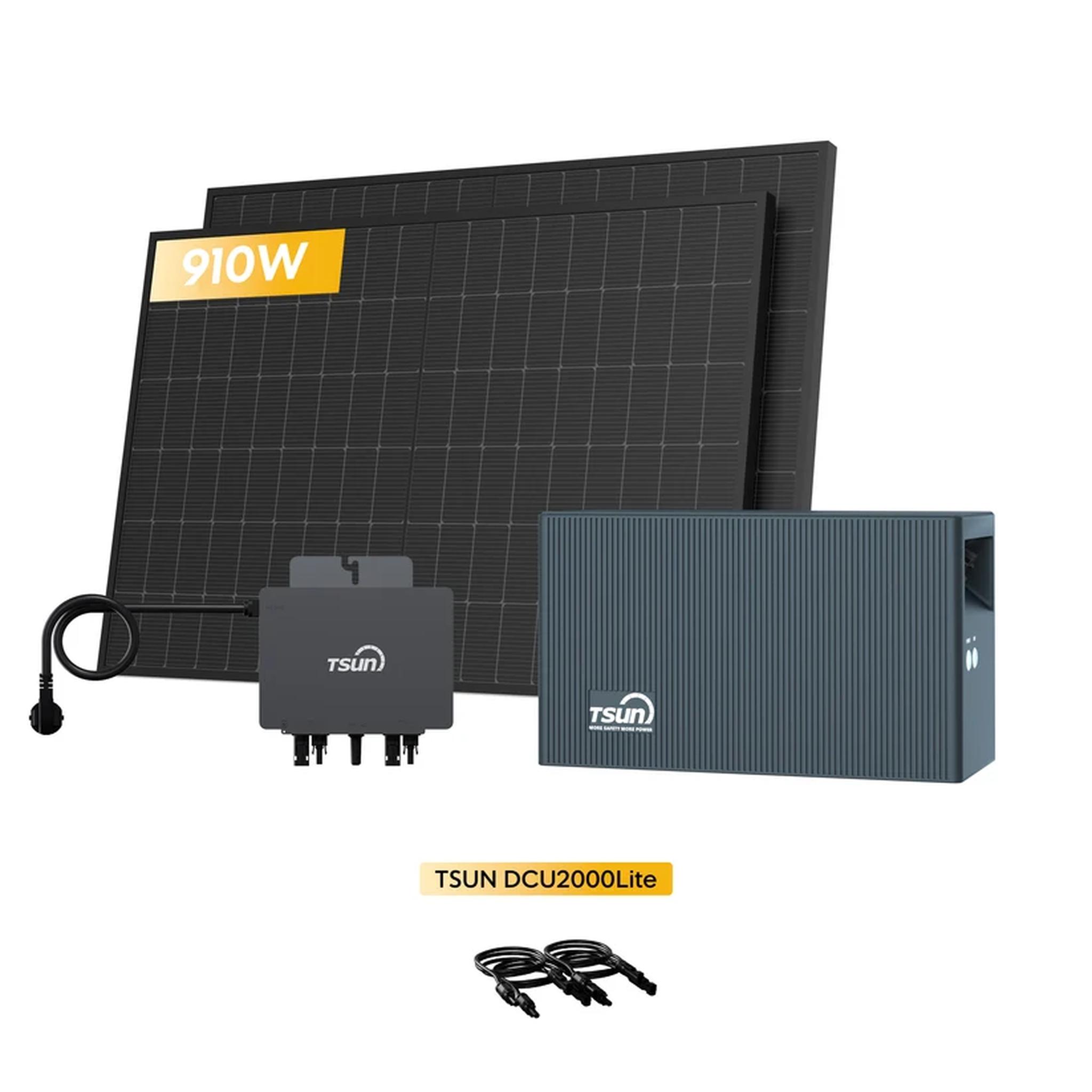 TSUN DCU2000Lite mit 800W Mikrowechselrichter & Astronergy 910W Solarmodule, 2400W PV Input & Dual MPPT Balkonkraftwerk Speicher (0% MwSt)