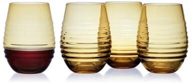 Lifetime Brands, Inc Mikasa Set of 4 Ciara Stemless Wine, 18 Oz, Amber