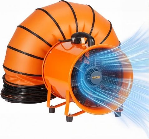 VEVOR Industriële Bouwventilator 367W met 5m slang, Oranje