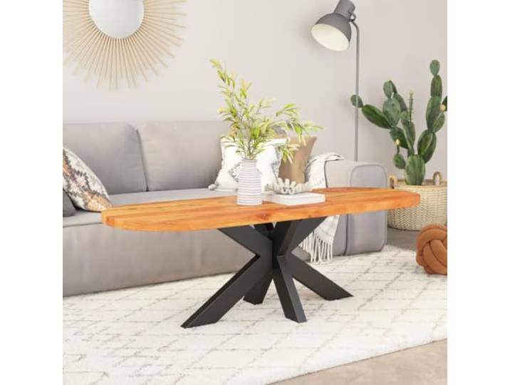 GFDWPUY Tischplatte 140x50x3,8 cm Oval Massivholz Akazie Unbehandelt, Robust, Vielseitig für Esstisch, Möbelprojekte