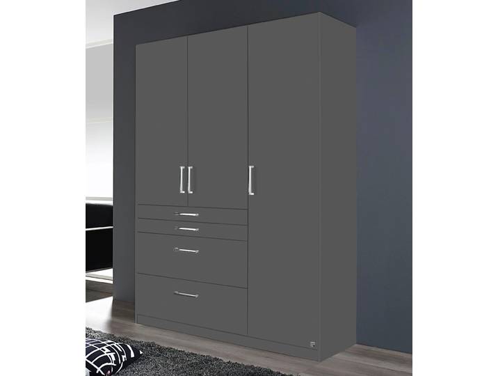 Kleiderschrank RAUCH Harburg Drehtürenschrank Schlafzimmerschrank mit viel Stauraum , grau (graumetallic), B:136cm H:197cm T:54cm, Holzwerkstoff, Schränke, Kleiderschrank, oberste Schublade mit praktischer Facheinteilung MADE IN GERMANY