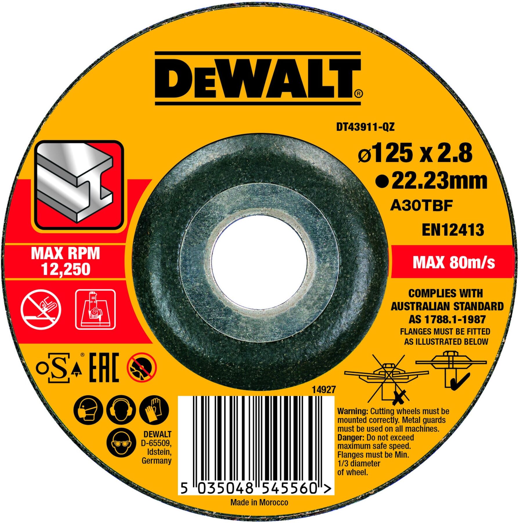 DEWALT High Performance Trennscheibe Metall gekröpft 125x2,8mm (DT43911-QZ)