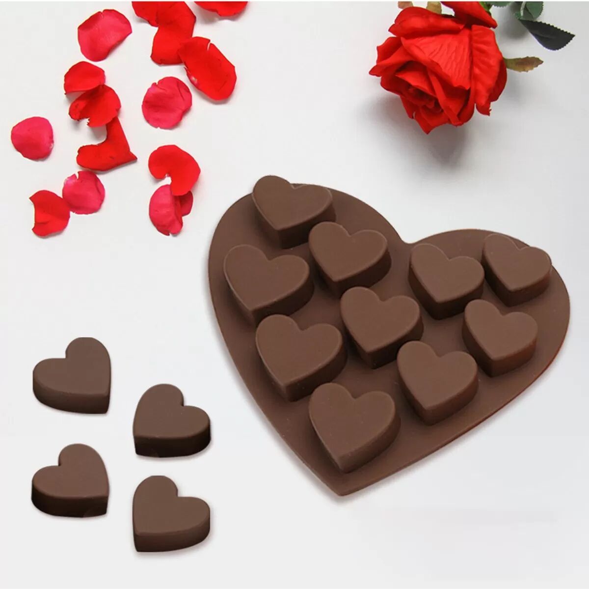 INF 10-Fach Herzförmige Silikon Backform - 2er Pack für Schokolade, Gelee, Bonbons, Kuchen, Eiswürfel