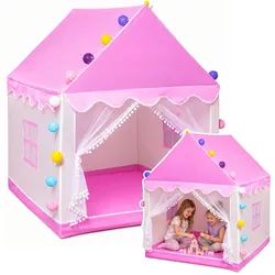 Spielzelt für Kinder mit dekorativer LED-Beleuchtung fürs Zimmer, Rosa