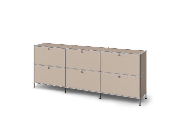 Tchibo - Sideboard Metall »Cn3« mit 6 Klappenfächern - 227x40x89,5cm - taupe -