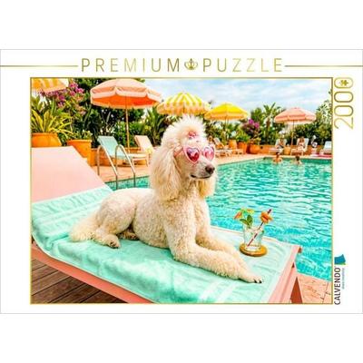 CALVENDO Puzzle Pudeldame am Pool - Sommer Glamour | 2000 Teile Lege-Größe 90x67cm Foto-Puzzle für glückliche Stunden