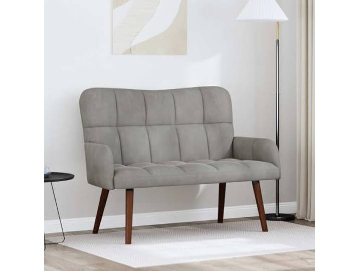 YUTAASU 2-Sitzer Sofa Hellgrau 115 x 61 x 87 cm Samt Luxuriöse Samtoberfläche, Modernes Design, Veredelte Rückseite, Einfache Montage, Pflegeleicht