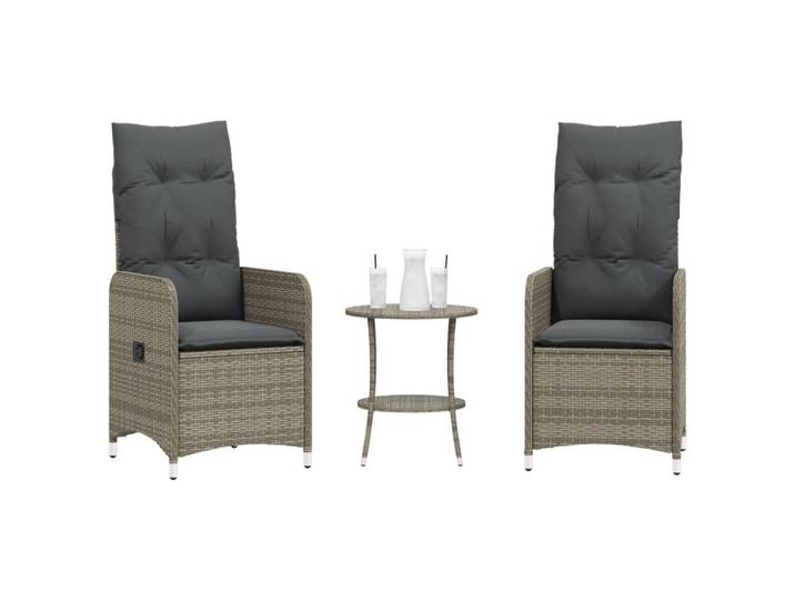 vidaXL Stuhl, Outdoor-Lehnstühle 2 Stk. mit Tisch Grau Poly Rattan