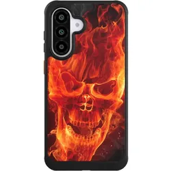 Nivocase Hülle für Samsung Galaxy A56 5G Handyhülle NIVOcore Case Schwarz Feuer Schädel Totenkopf (Samsung Galaxy A56 5G), Smartphone Hülle, Schwarz