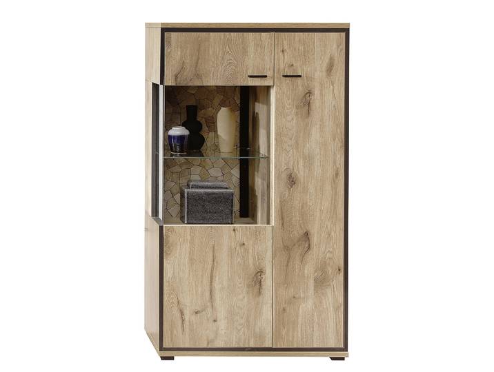 Highboard 80 x 144 x 40cm Glastür links Braun