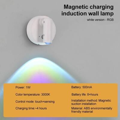 Uplift Picks Rechargeable LED Wall Lamp Wireless Magnetic Reading Light white Rgb (no Remote) natural White (3500 5500k)