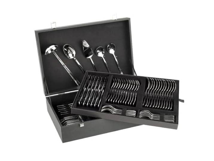 Arcos Serie Capri - Geschenkbox Besteck-Set 113 Stück (Komplett-Set) - Monoblock aus einem Stück Edelstahl Farbe Silber
