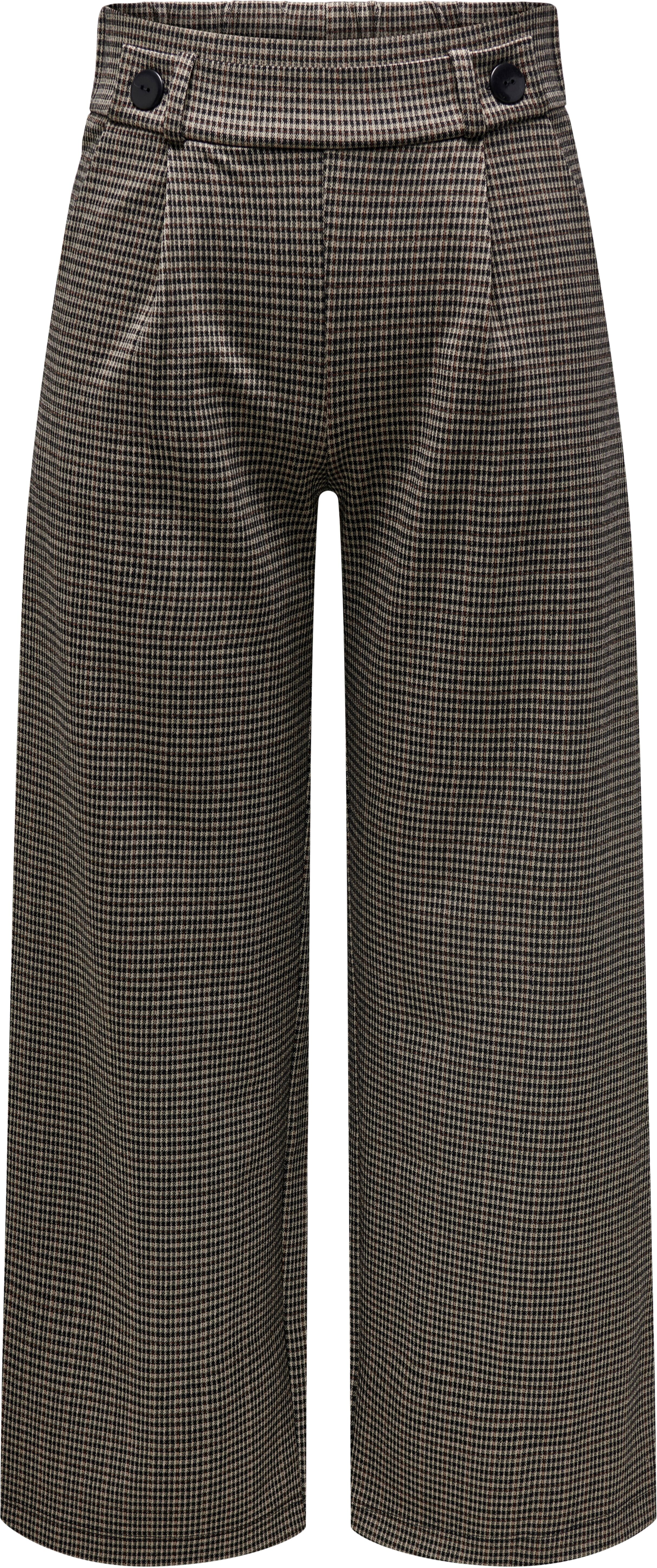 Anzughose JDY "JDYGEGGO MIA LONG CHECK PANT JRS NOOS", Damen, Gr. L (40), Länge 32, braun (cobblestone checks:mini check), Web, Obermaterial: 84% Polyester, 10% Viskose, 6% Elasthan, kariert, knöchellang, Hosen Anzughose cobblestone checks:mini check L (4