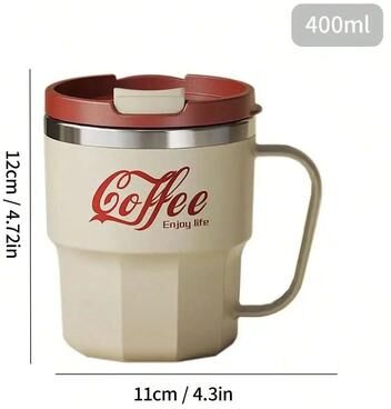 Inspire Select WORTHBUY 304 Stainless Steel Insulated Coffee Mug With Lid & Handle Double Wall Reusable Travel Cup cream 13.5 Fl Oz