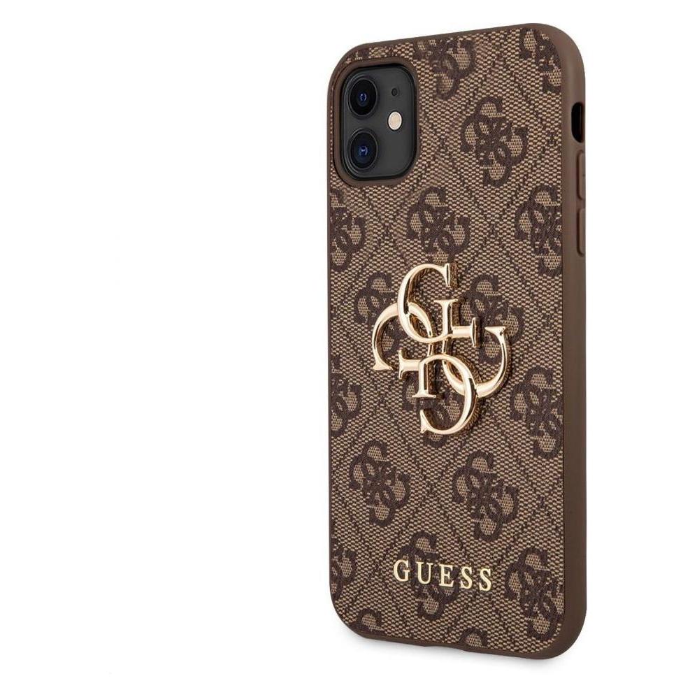 Guess GUHCN614GMGBR PU 4G Metall-Logo-Hülle für iPhone 11 Braun (Apple iPhone 11) (GUHCN614GMGBR)