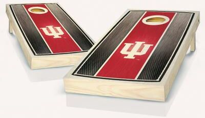 Skip's Garage Indiana Hoosier Stained Striped Outdoor Cornhole Board Set
