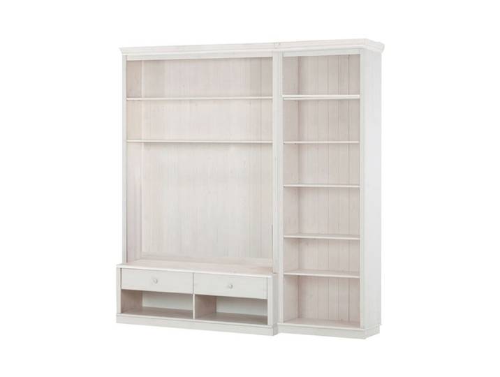 Anita-bibliothèque Avec Meuble TV Bas C En Pin Laqué Blanc
