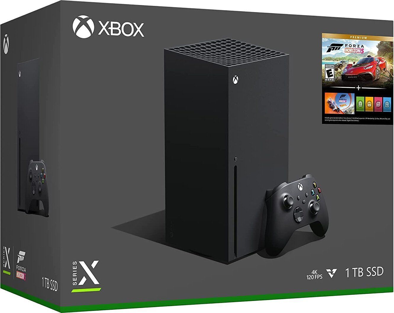 Microsoft Xbox Series X   inkl. Spiel   Schwarz   1 Controller   Forza Horizon 5 Premium - Refurbished
