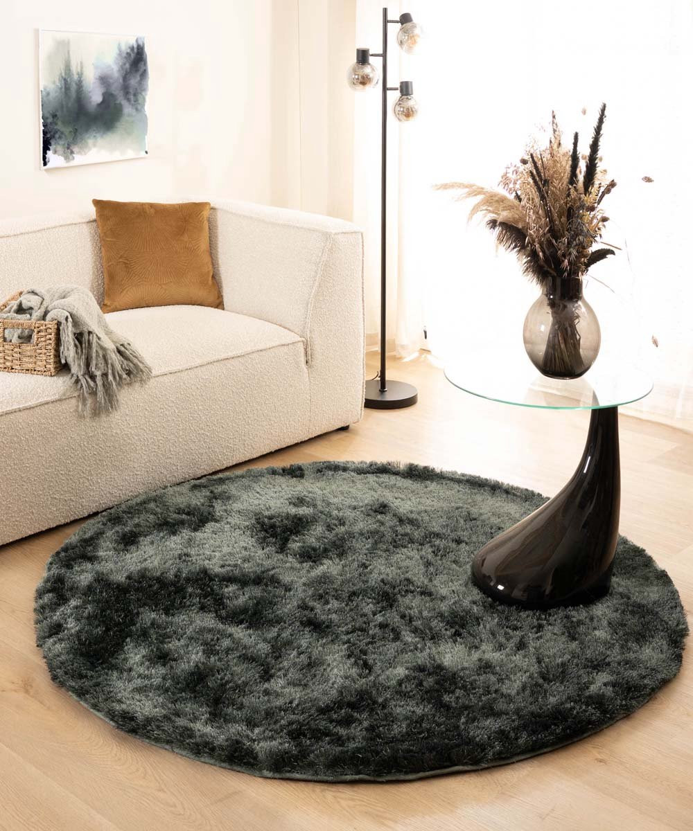 Shaggy vloerkleed rond - Spark blauw - 250 cm