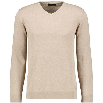 V-Ausschnitt-Pullover RAGMAN, Herren, Gr. 52, beige (sand melange, 869), Strick, delete-me, Pullover