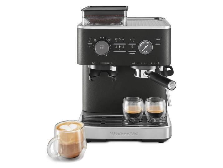 KITCHENAID Espressomaschine 5KES6551EBK , schwarz (matt, schwarz), B:33,5cm H:39,5cm T:28,11cm, Kaffeemaschinen, Siebträger mit Mühle, Espressomaschine