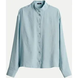 Satinbluse Fasofta mit Faltendetail am Rücken Blau 36