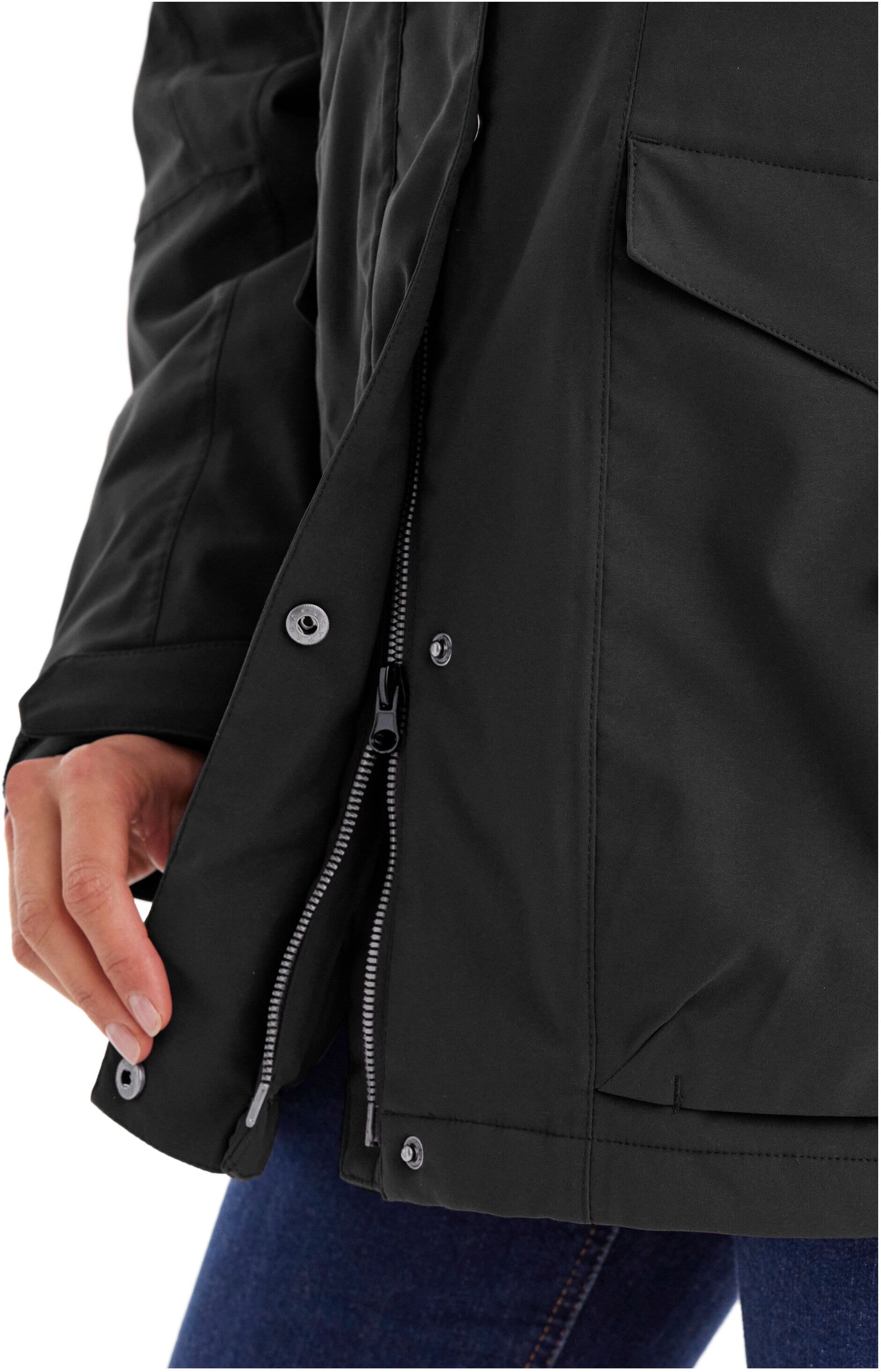 Funktionsjacke KILLTEC "Damen Jacke", Damen, Gr. 38, schwarz, Obermaterial: 100% Polyester.Futter: 100% Polyester.Futter 2:/ Futter 3:/ Futter 4:.Füllung: 100% Polyester, Jacken Funktionsjacke, Wasserdichte, atmungsaktive Damenjacke mit abnehmbarer Kapuze