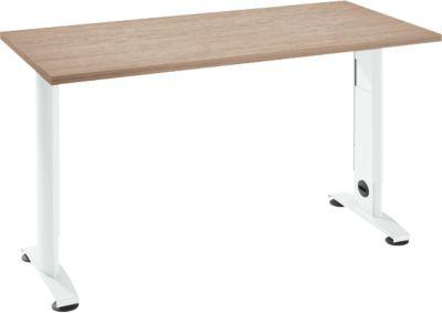 Home Office Tisch Login, C-Fuß, B 1300 x T 650 mm, Eiche/verkehrsweiß