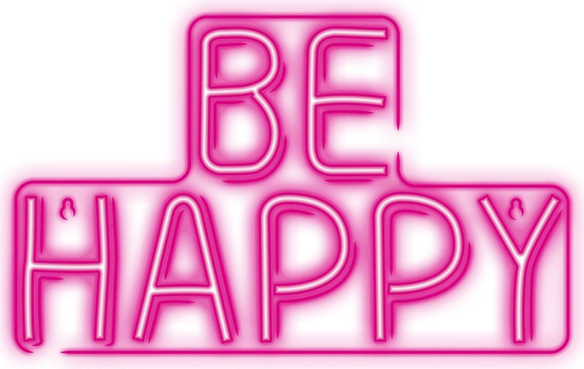 Forever Light Neon PLEXI LED BE HAPPY decoratieve lichtfiguur, Roze