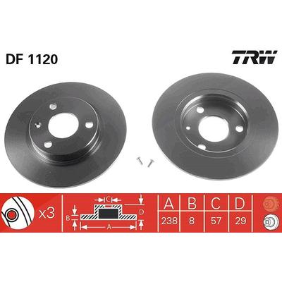 Trw Bremsscheibe Vorderachse Voll [Hersteller-Nr. DF1120] für Peugeot, Citroën, Mega