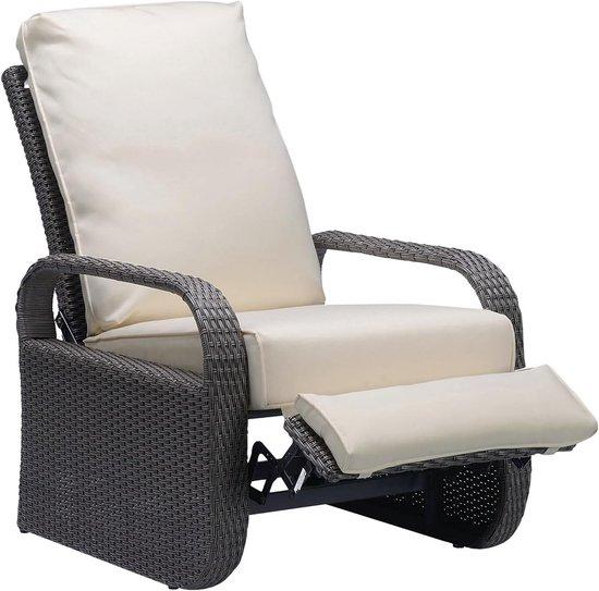 Famanu Loungefauteuil Verstellbar mit Kissen - Wetterbeständig Rattan