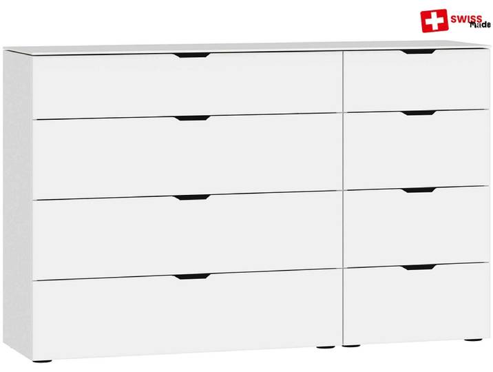 Kommode EVOLUTION 8 Schubladen 43x135x87cm weiss glas
