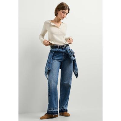 Straight-Jeans PEPE JEANS "straight leg jeans STRAIGHT JEANS UHW LEXA", Damen, Gr. 27, Länge 30, blau (medium stone), 100% Baumwolle, Jeans Straight-Jeans