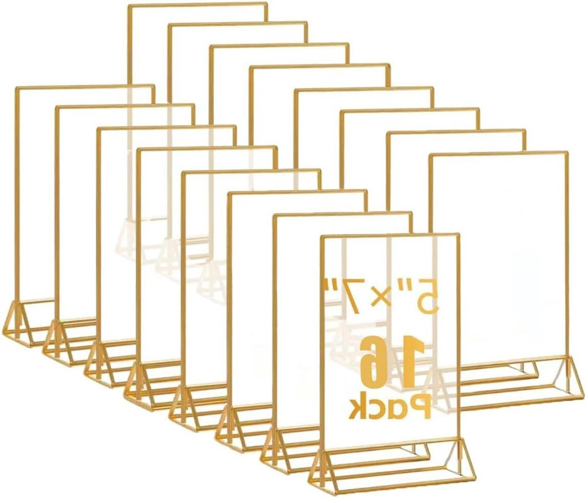 Acryl Bordhouder Goud - Dubbelzijdige Fotolijst en Tafelnummerhouder voor Evenementen - 15 x 10 cm