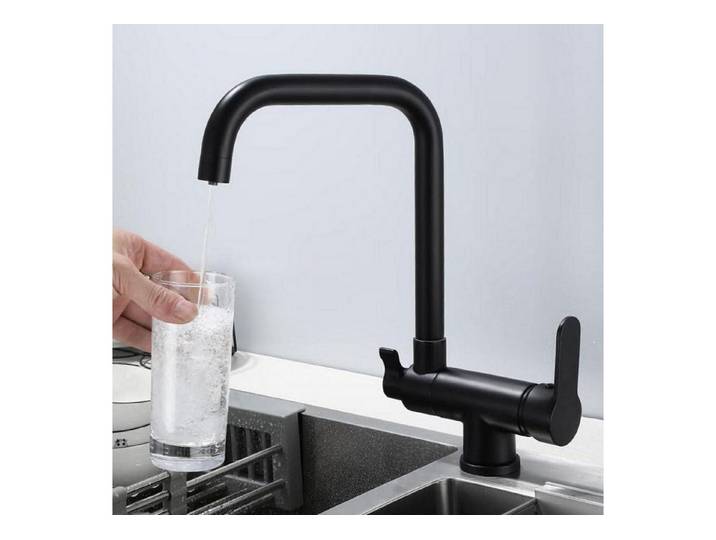 LuxusKollektion Spültischarmatur Küchenarmatur 3 Wege Klappbar Schwarz (1-St)