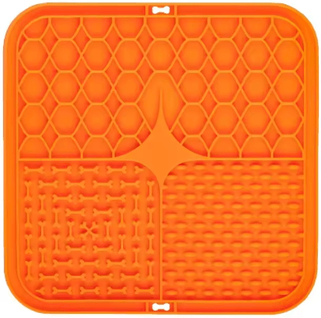 Inspire Picks Silicone Dog Lick Mat Slow Feeder & Anxiety Relief Training Feeding Plate orange