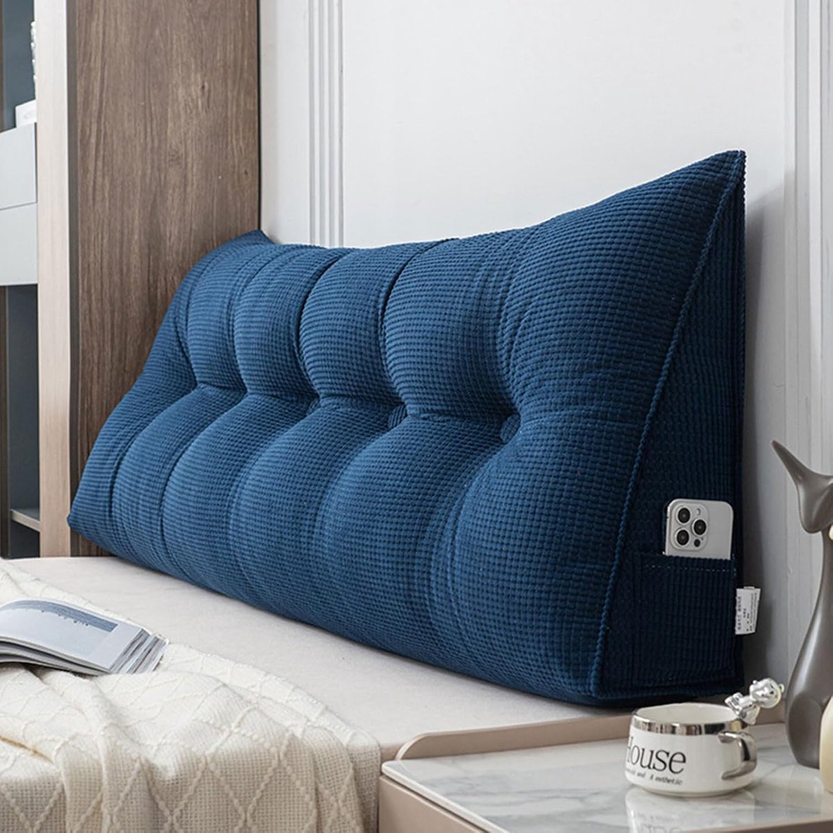 Ergonomisch Wigkussen Rugkussen Driehoek voor Lezen en Ontspannen - Grijs - Breedte: 60-200 cm