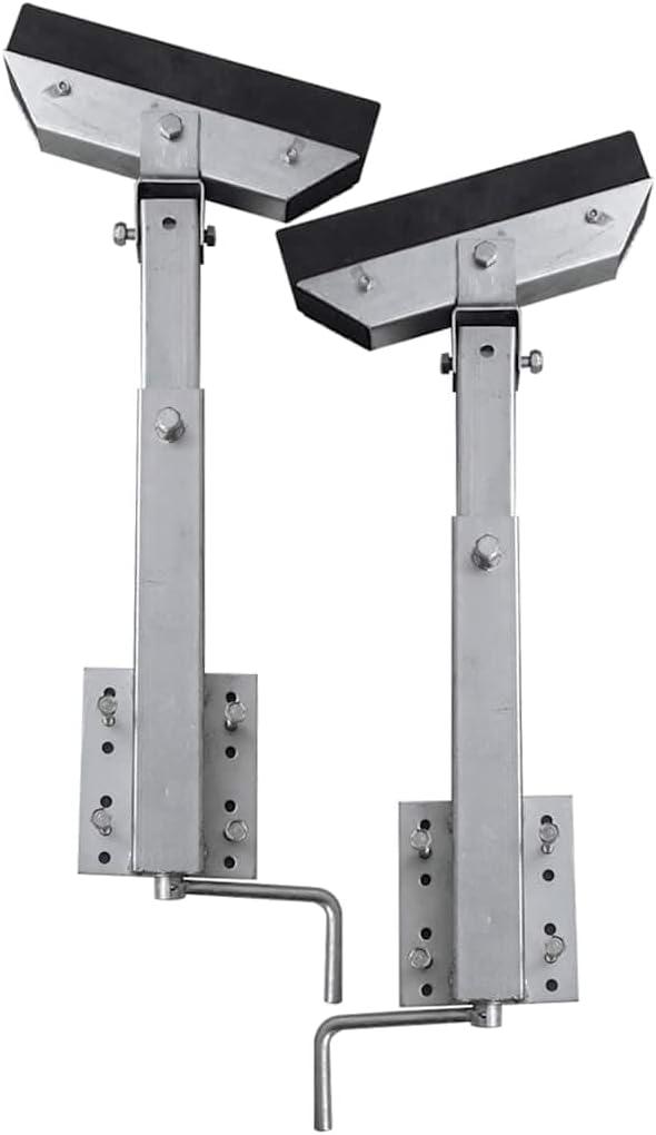 Bootstrailer-Stützen aus Vollgummi mit Stahlrahmen, 2er-Set, höhenverstellbar von 63 bis 88 cm, Gummiauflage 30x10x4 cm, Tragkraft je 250 kg, max. 500 kg Gesamtgewicht