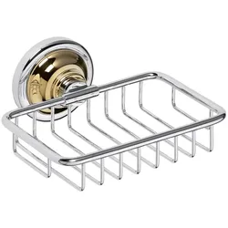 Brillantbad BETRO GOLD Seifenhalter Messing Gold Chrom 140x65x142 mm für Bad & Küche >> zum Bohren