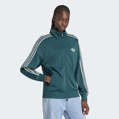 Trainingsjacke ADIDAS ORIGINALS "FIREBIRD TRACK LOOSE", Damen, Gr. L, rich grün, grau two, Obermaterial: 100% Polyester, Jacken Trainingsjacke, mit FIREBIRD-Design, locker geschnitten