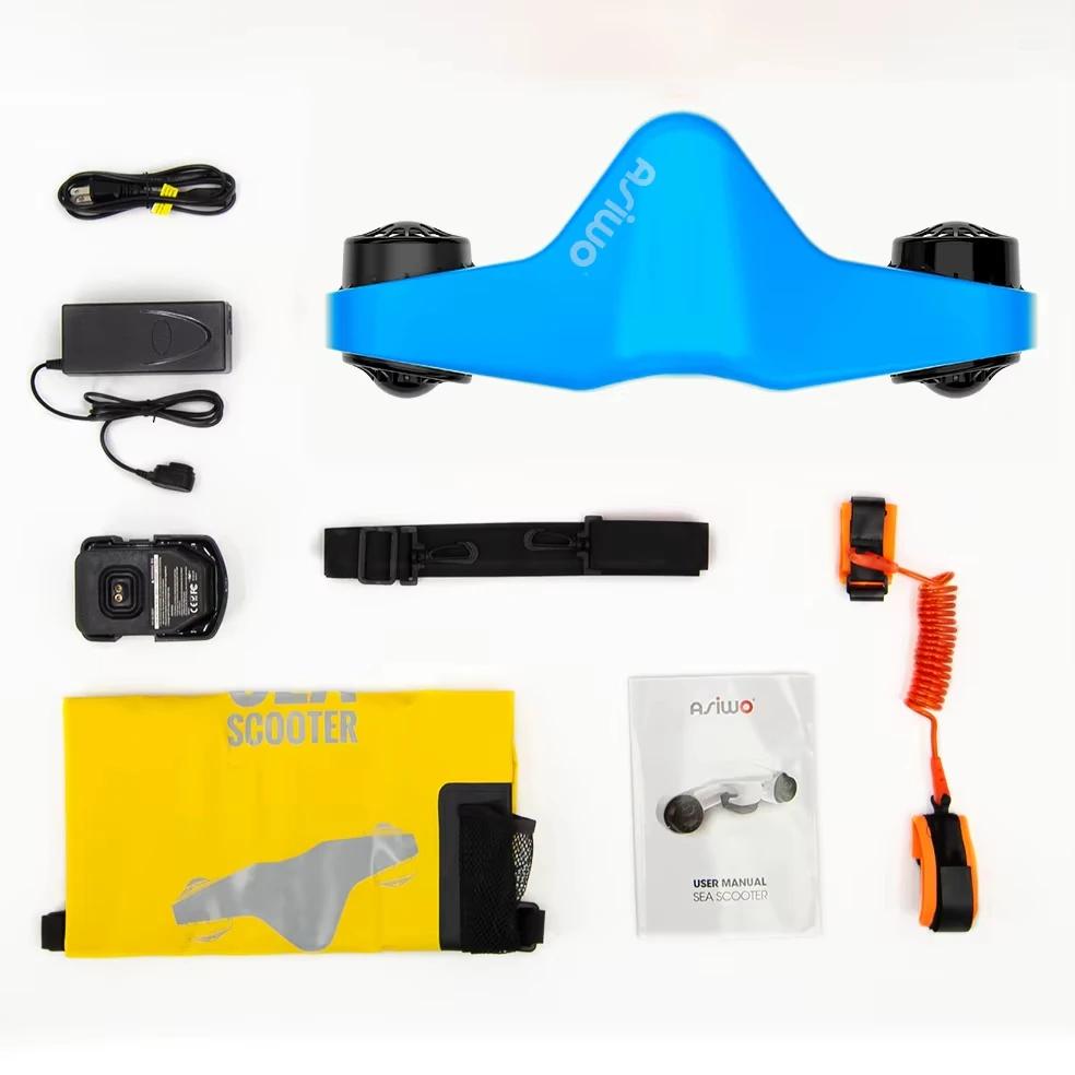Unterwasserscooter - Tauch-Scooter für Kinder und Erwachsene - Actionkamera-Halterung - Wasserdicht bis 40 m - Tauchen, Schnorcheln und Pool - Blau