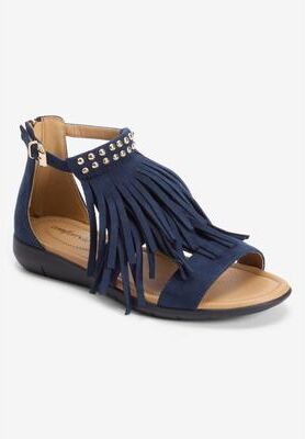 Wide Width Women's The Carmella Sandal by Comfortview in Navy (Size 7 W)