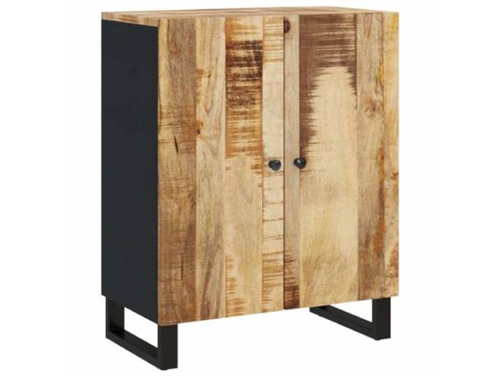 Mhdvray Sideboard 60x33x75 cm Anrichte Mangoholz Massiv Industrieller Beistellschrank mit schwarzem Eisengestell für Wohnzimmer und Flur, jedes Exemplar ein echtes Unikat.