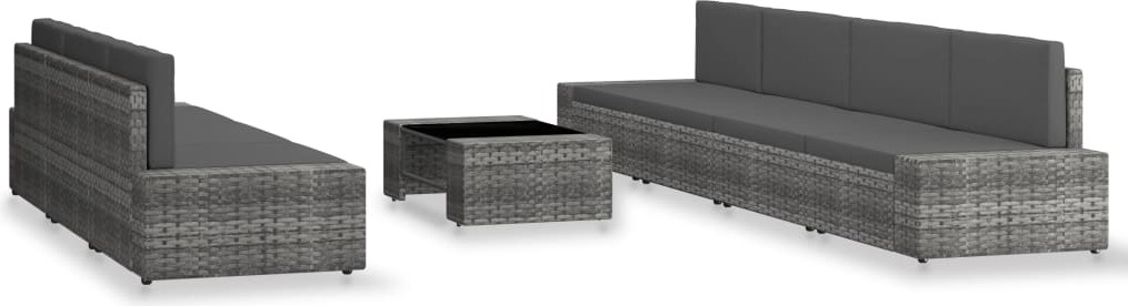 8-tlg. Garten-Lounge-Set Poly Rattan Grau