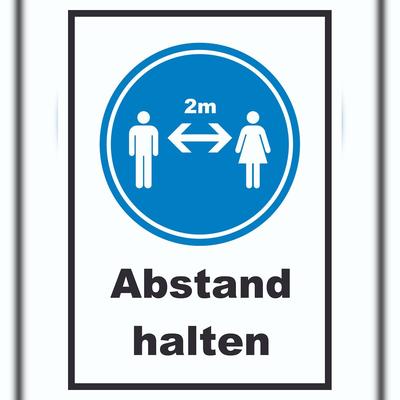 HB-Druck Abstand halten Symbol und Text Schild A0 Rückseite selbstklebend
