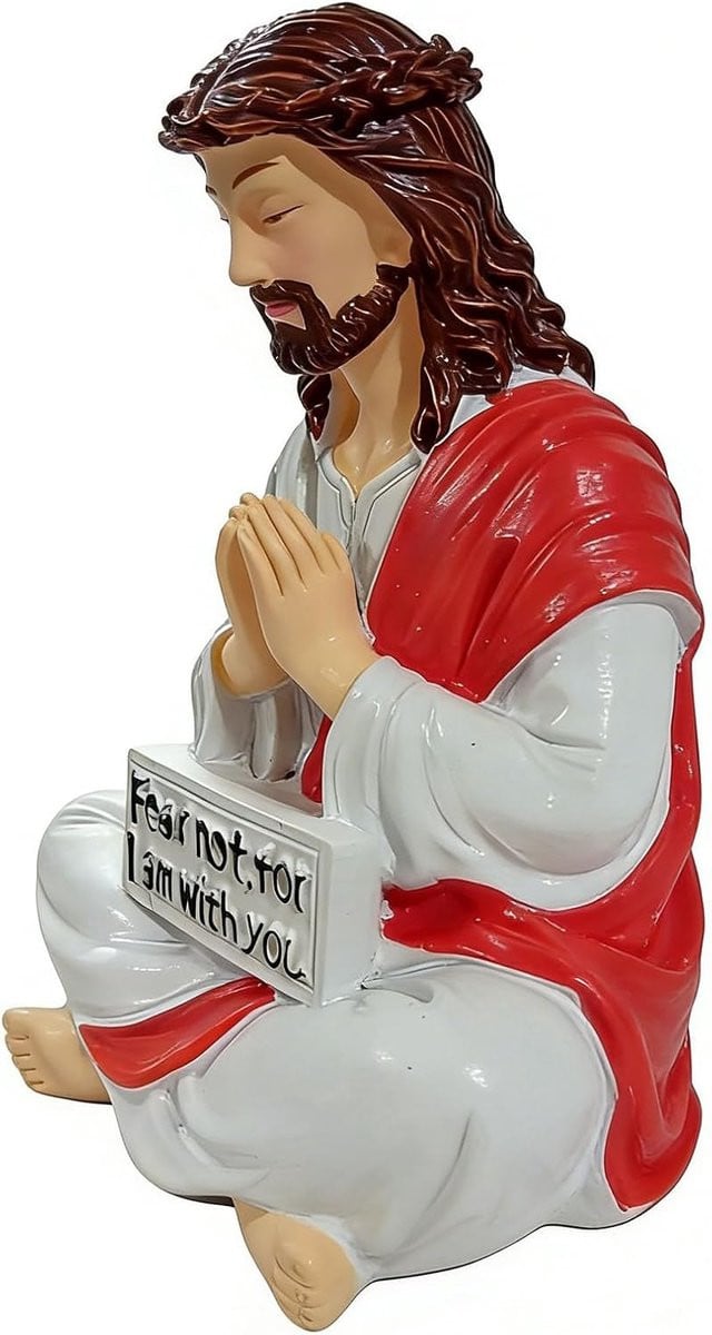 Zittende Jezus Beeld - Handgeschilderd Christus Figuur - Multicolor - Hoogte: 10 cm