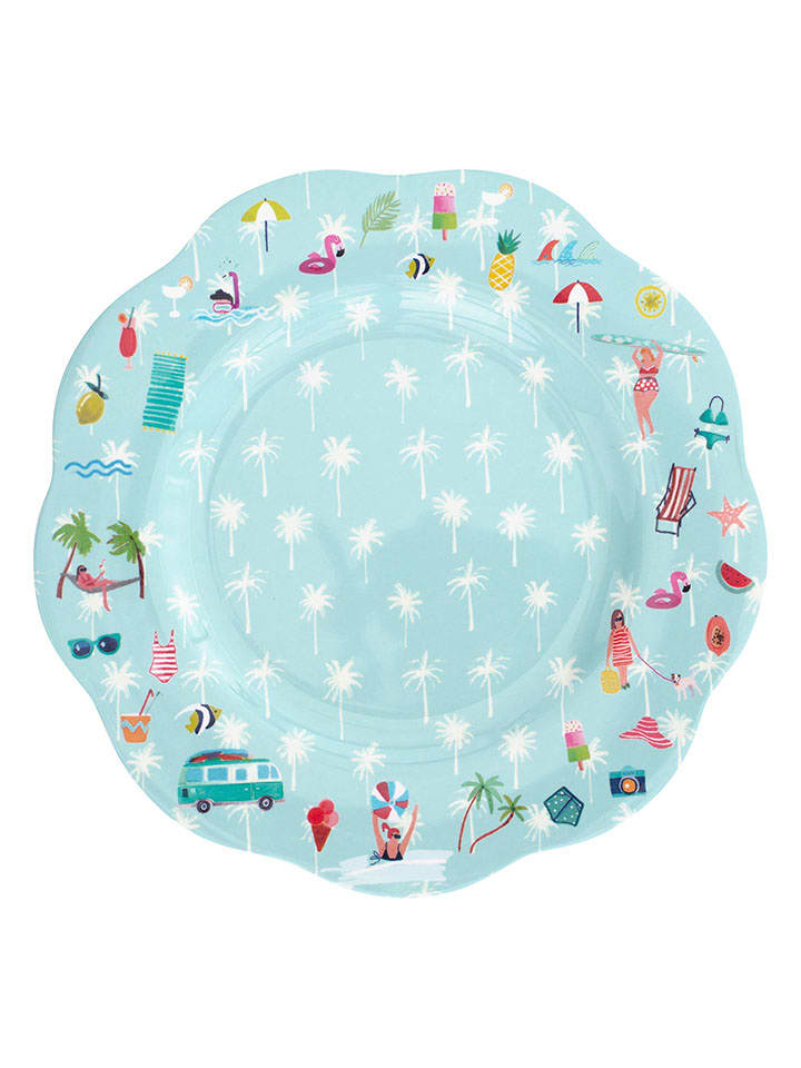 Overbeck and Friends Speiseteller ''Beach Life'' in Hellblau - Ø 26 cm - onesize