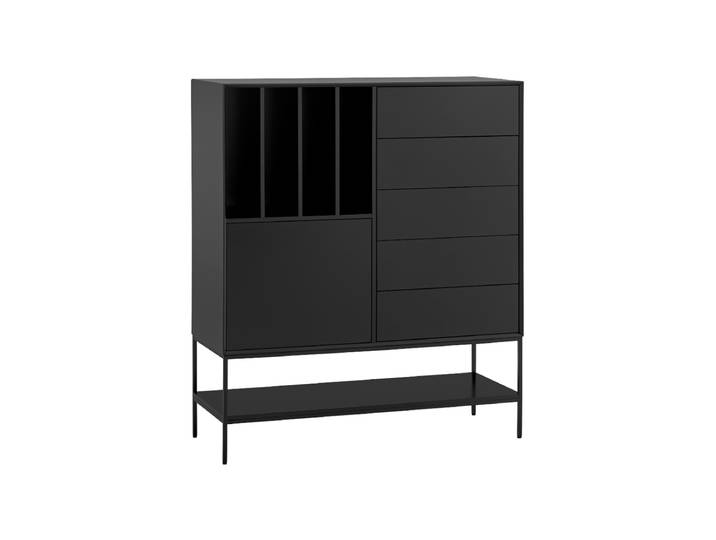 Grosses Design Highboard „Platt“ Schwarz Teulat